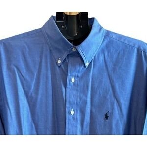 Ralph‎ Lauren Men Size 16.5 34/35 Blue Yarmouth Cotton Oxford Preppy Dress Shirt